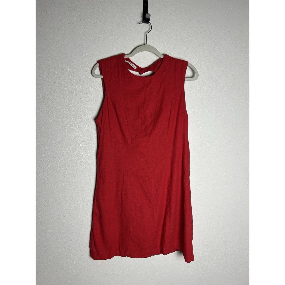 Abercrombie & Fitch Red Crew Neck Linen Blend Open Back Knee Length Dress Size L